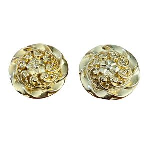 Vintage Shoe Clips Signed Bluette Made in France Round Gold Tone Classic Style